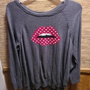 Torrid gray lips sweatshirt